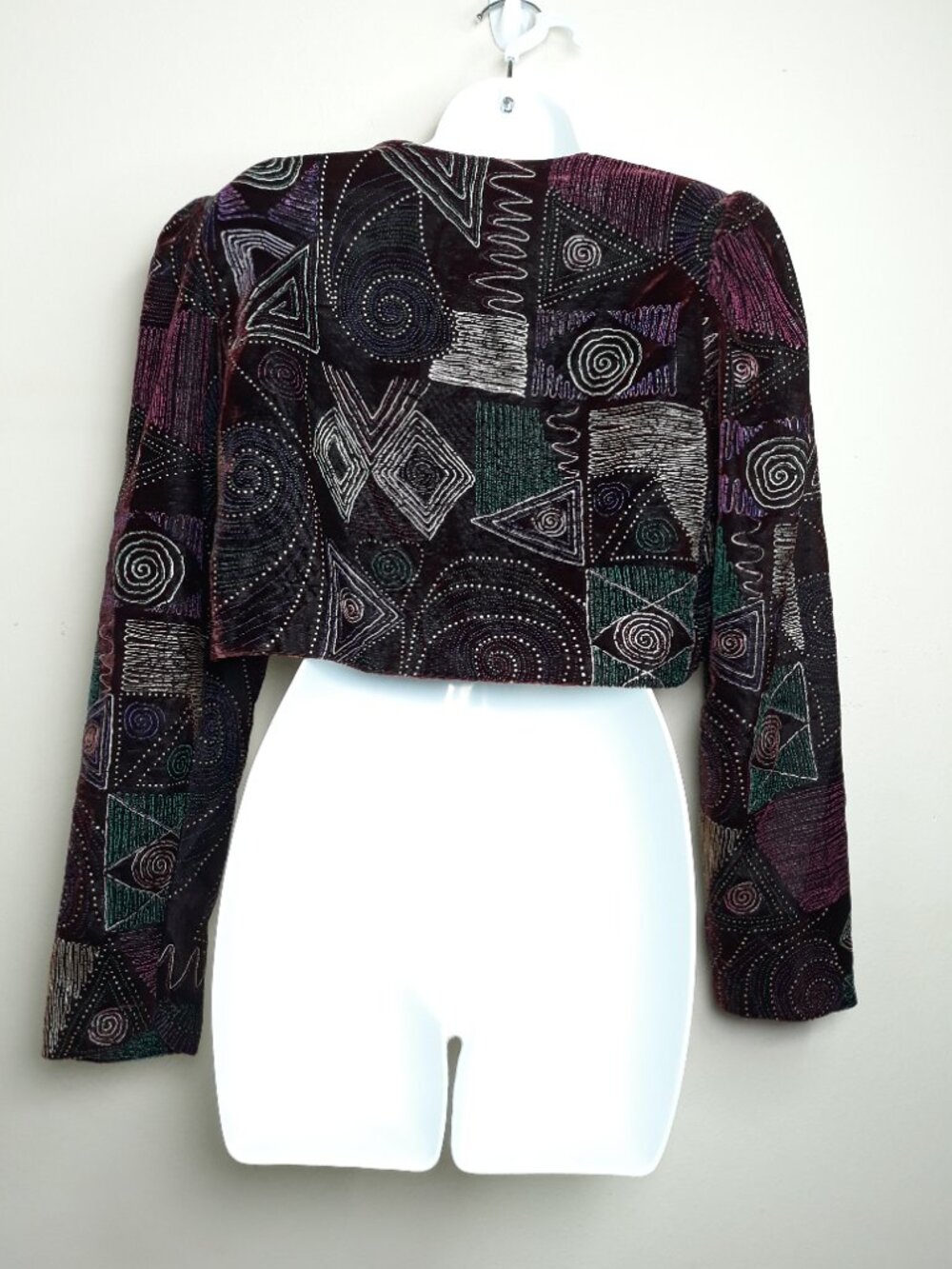 Vintage Velvet Bolero Jacket Metallic Embroidered Embellished Party Western - Picture 3 of 8